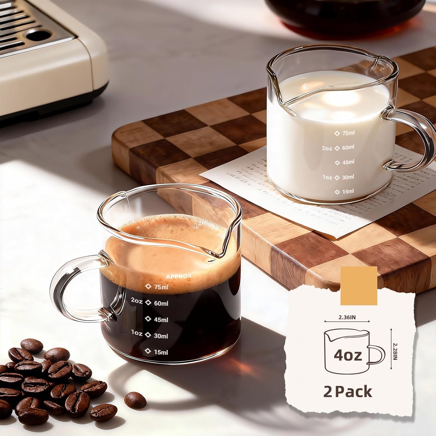 1/2 قطعة كوب قياس شفاف بسعة 4  - مراجعة Espresso Shot Glass وسعره